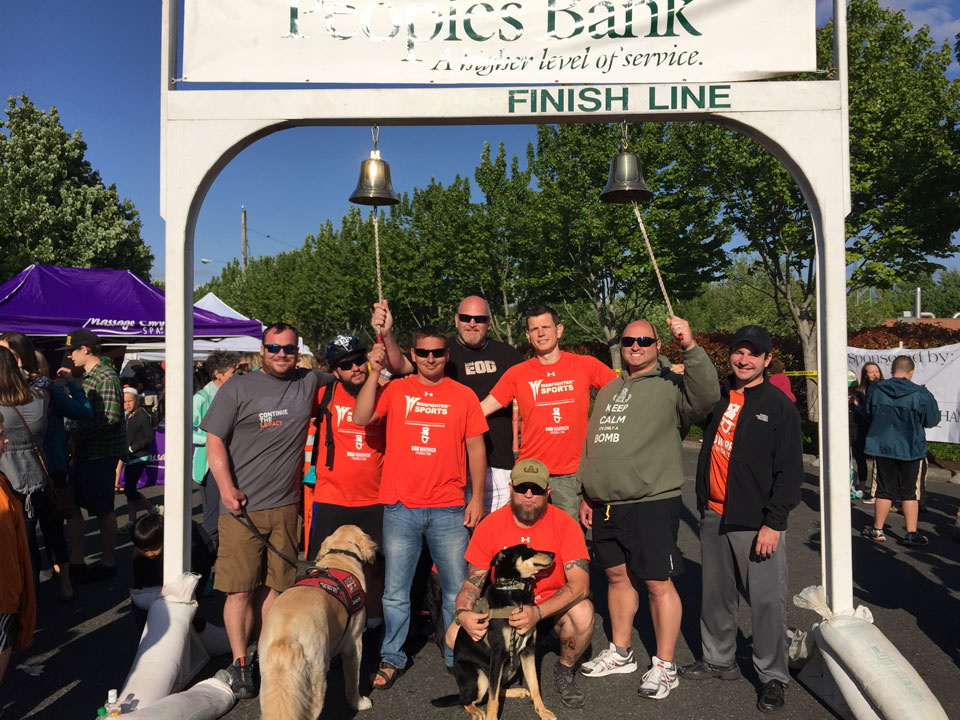 Adam with several EOD friends of his after completing a relay race in Bellingham, WA.