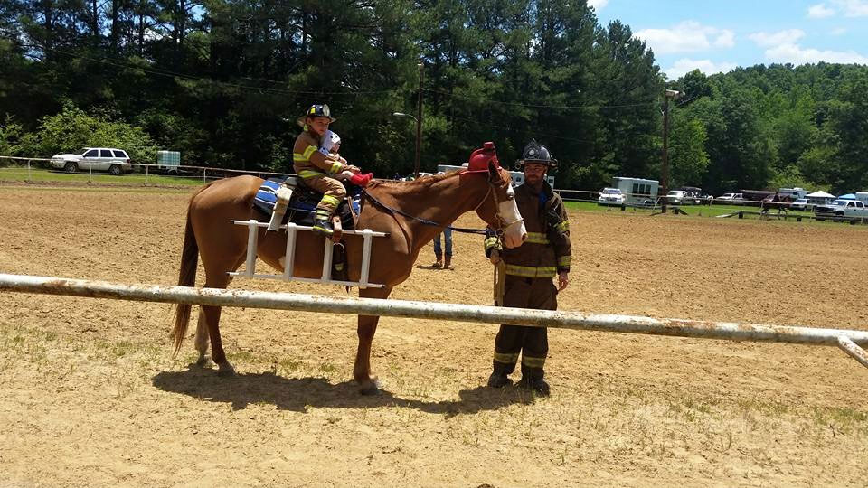 David combining his love of horses and career in the fire service for this costume at the horse show.