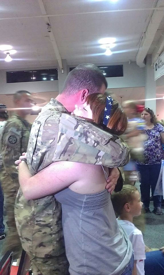 Reunited with his loved ones after his deployment