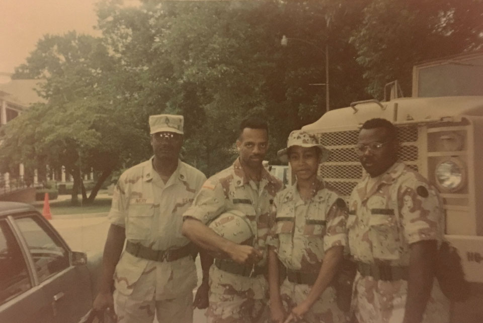 Triana with her squad during Desert Shield Desert Storm.