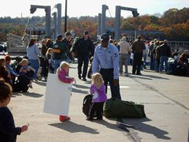 Brent meeting his daughter for the first time after coming home from his second deployment.