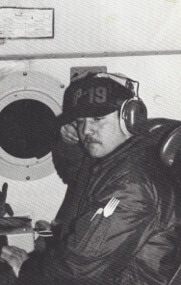 Gary at his station on a long flight in 1983