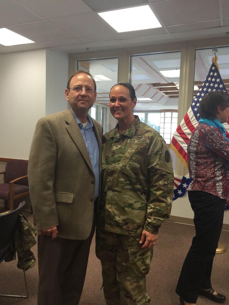 Gary with his daughter at her promotion to Master Sgt at Ft Btagg, NC