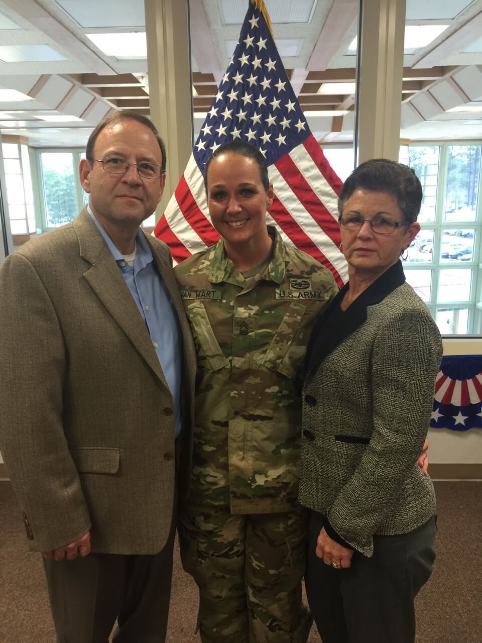 Gary with his Wife Sandy at their daughter’s promotion to Master Sgt at Ft Bragg, NC