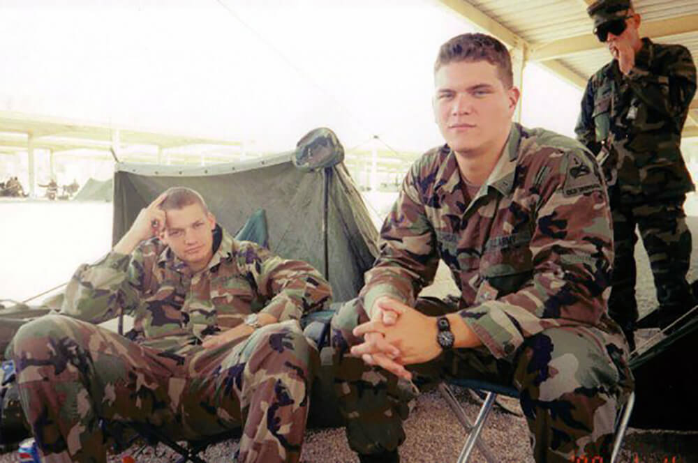 At the National Training Center in California with his best friend Michael Colchiski from basic training