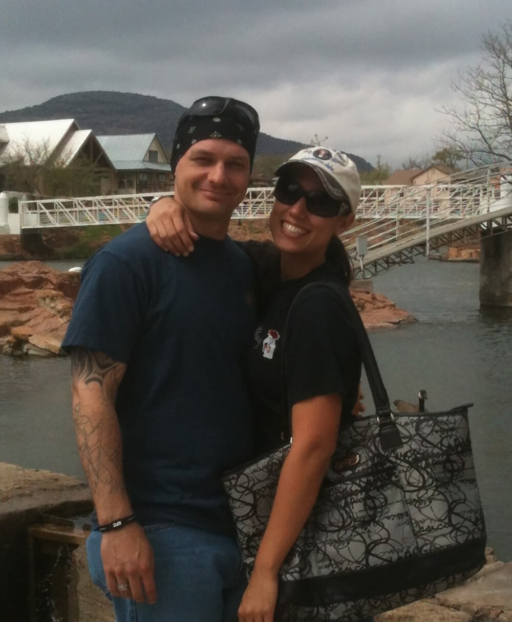 Keith with his wife at Medicine Park Oklahoma relaxing by the creek