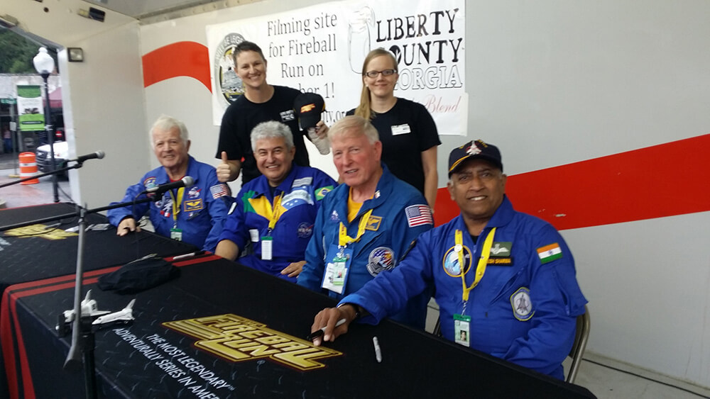 Lori with 4 international astronauts at Fireball Run