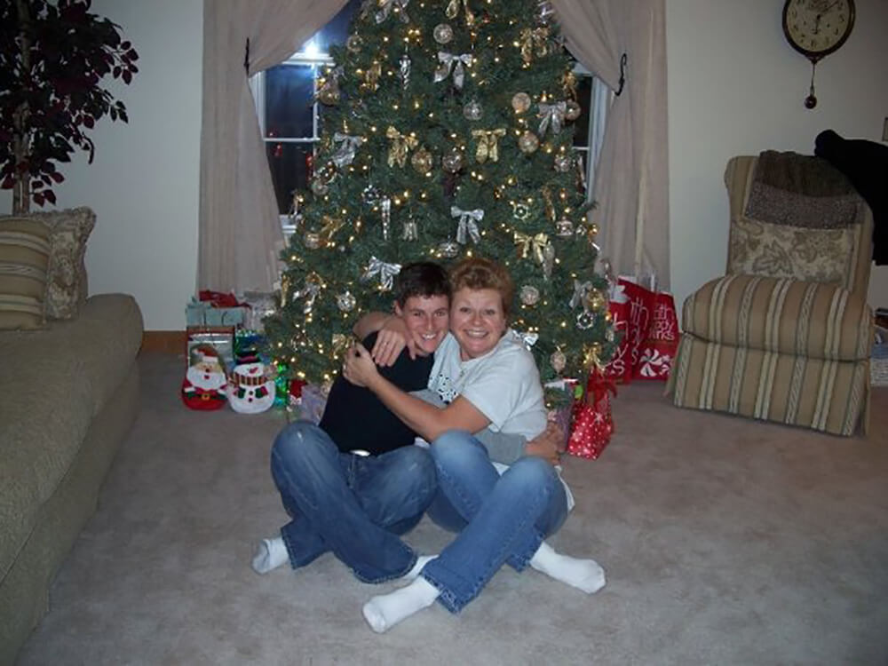 Lori with her mother on Christmas