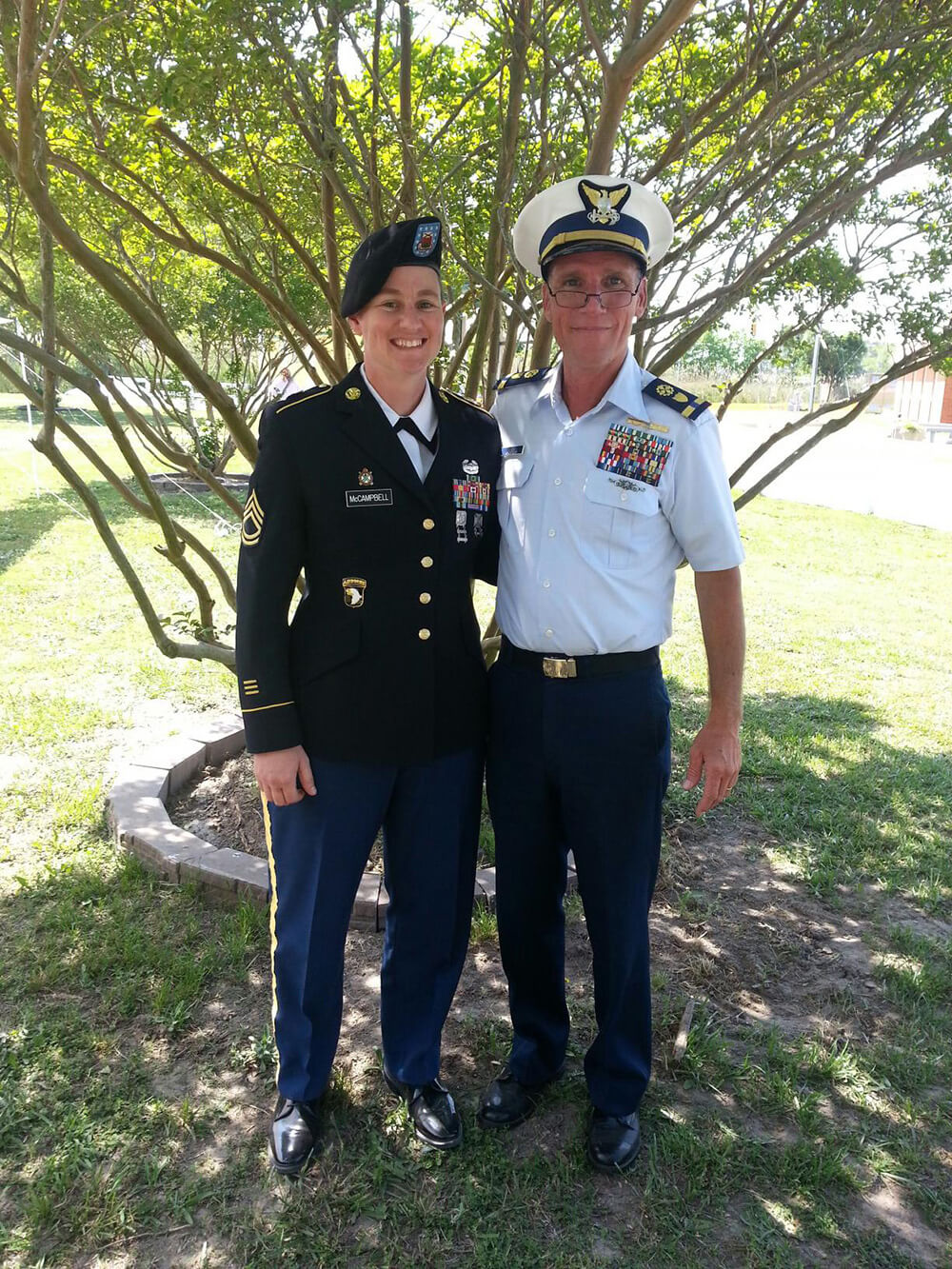 Lori at a family member’s retirement ceremony