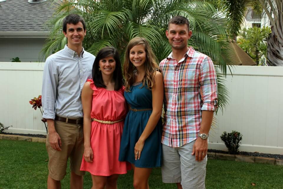 Mason and his wife Liz with his friends Jacob and Allie in Hawaii