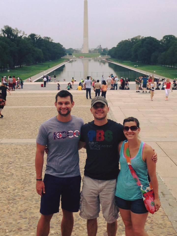 Mason Rick with his friends Michael Kulas and Michael’s wife Erica Kulas