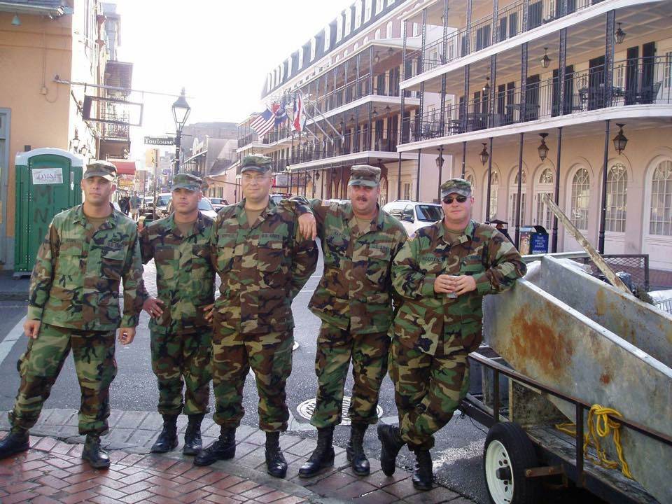 Patrick with his Squad providing security in New Orleans after Hurricane Katrina and RITA hit.